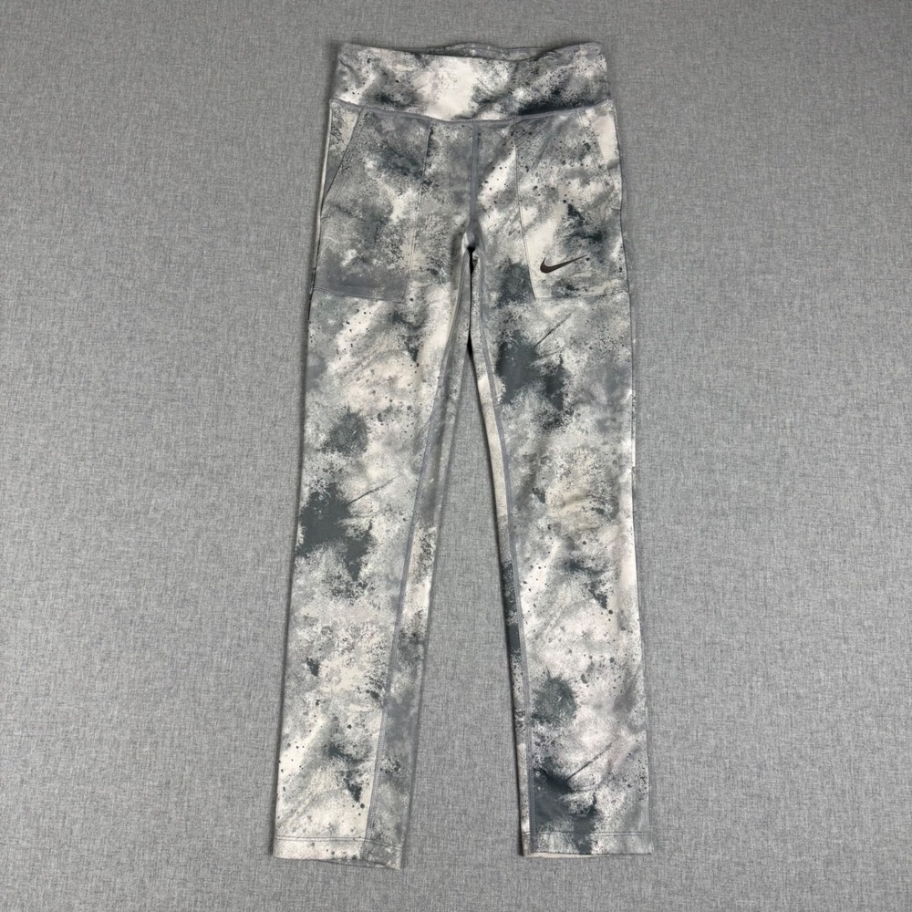 Nike Gray Splatter Print Dri-FIT Tight Fit Leggings Size Large DA1326-077